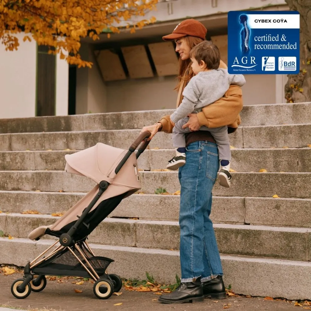 CYBEX COYA Ultra-compact Pushchair with Rose Gold Frame - Leaf Green