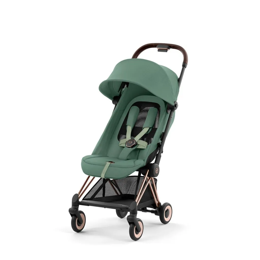 CYBEX COYA Ultra-compact Pushchair with Rose Gold Frame - Leaf Green
