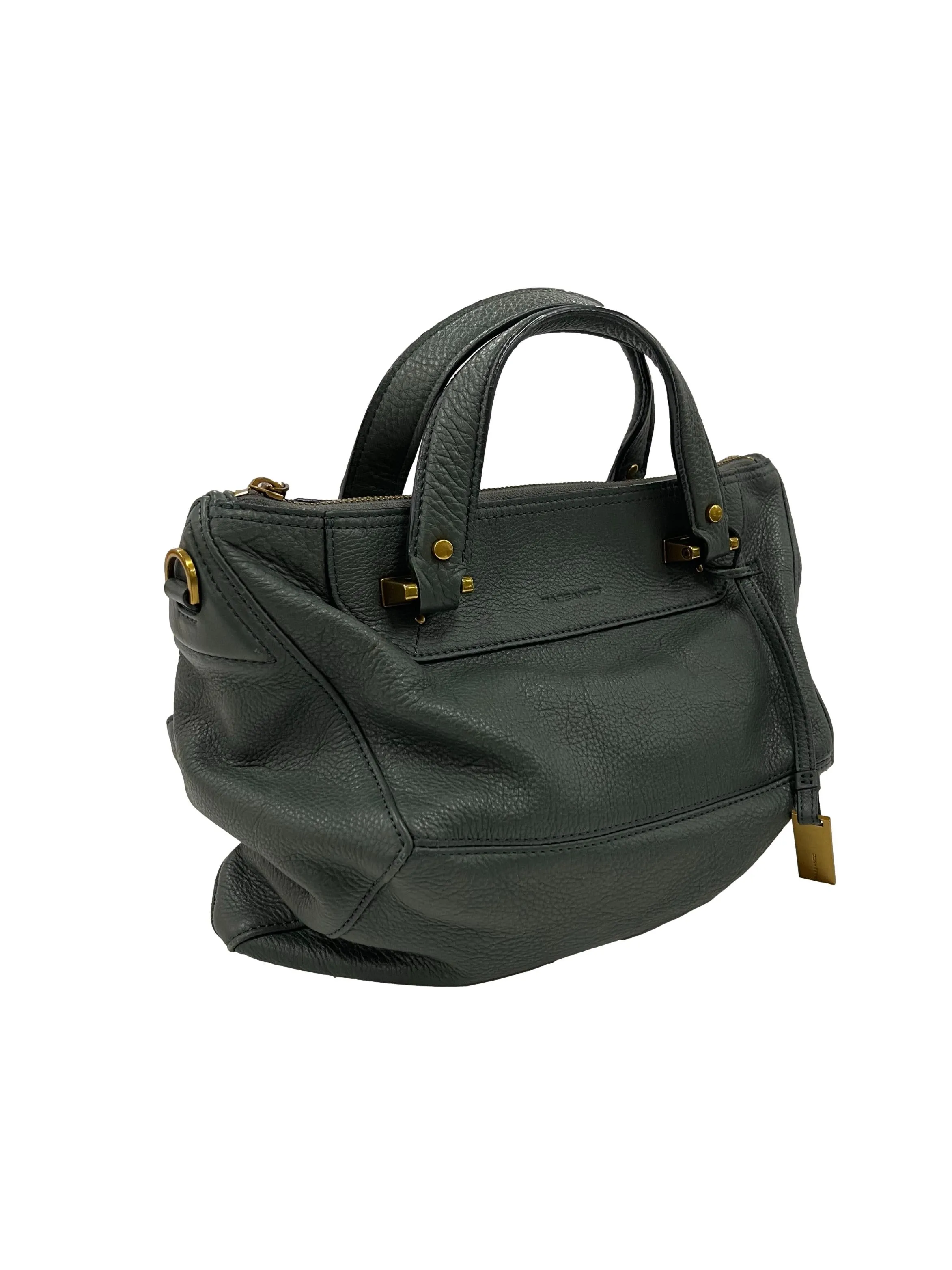 Dark Green Leather Two-Way Bag