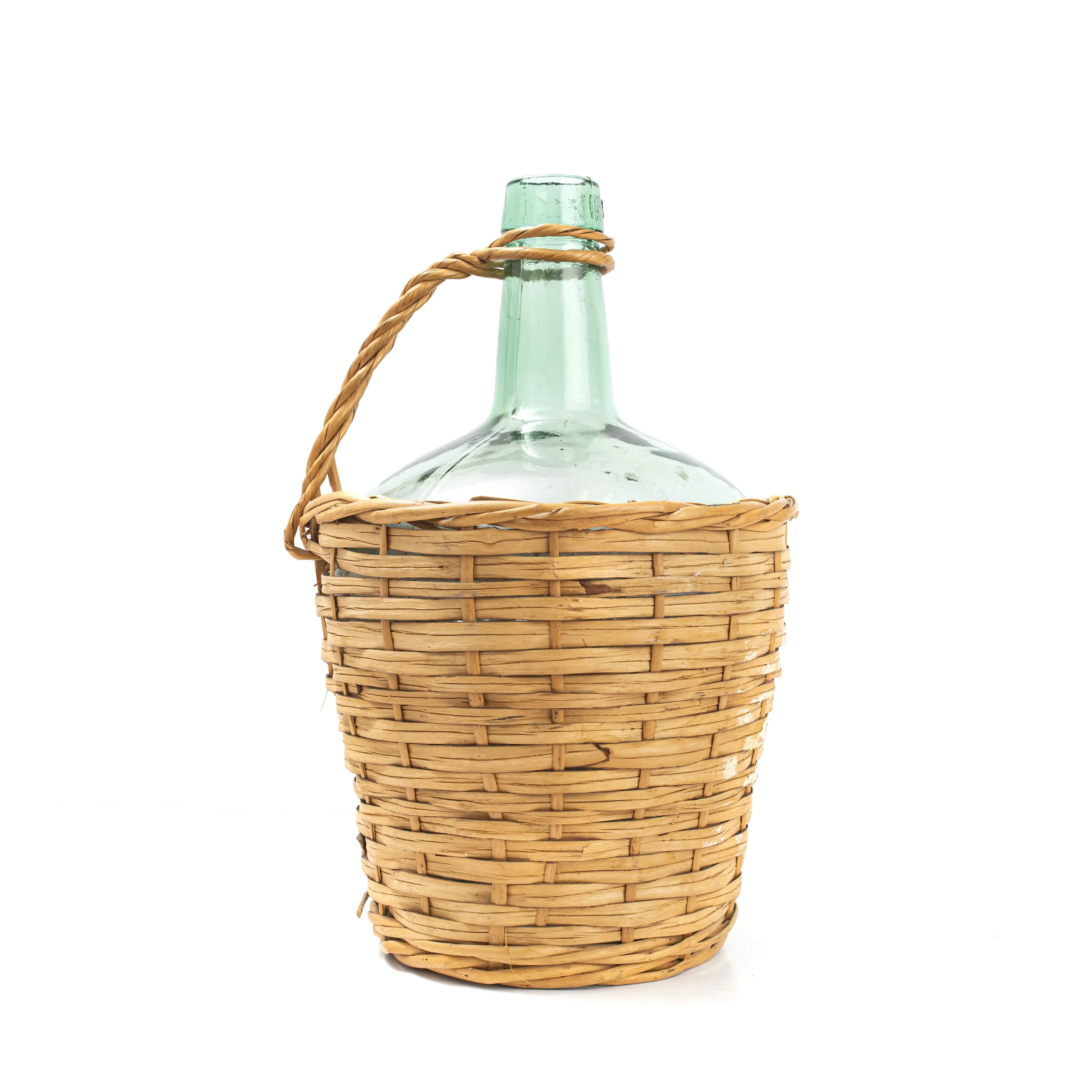 Demijohn Basket-Wrapped Antique Bottle