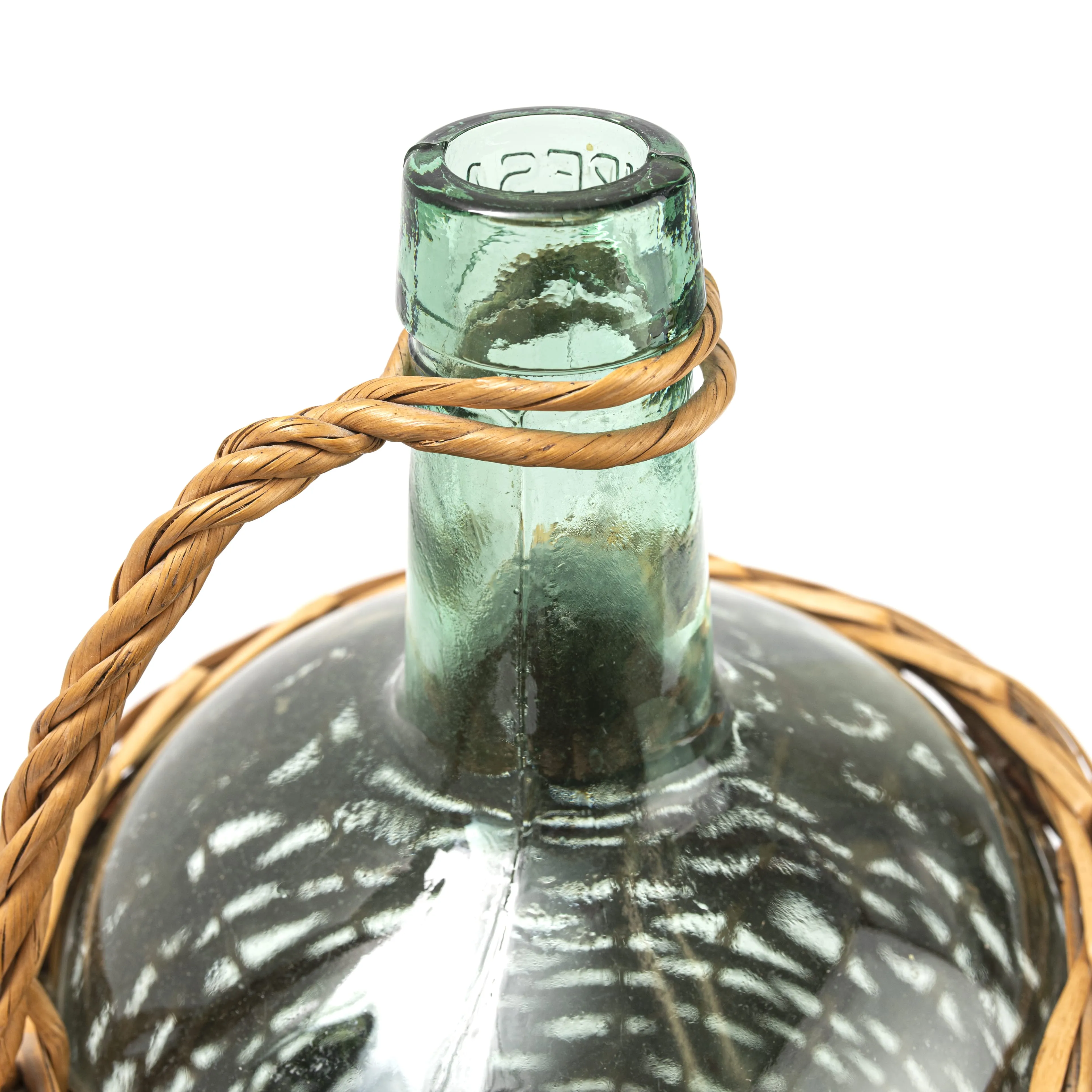 Demijohn Basket-Wrapped Antique Bottle