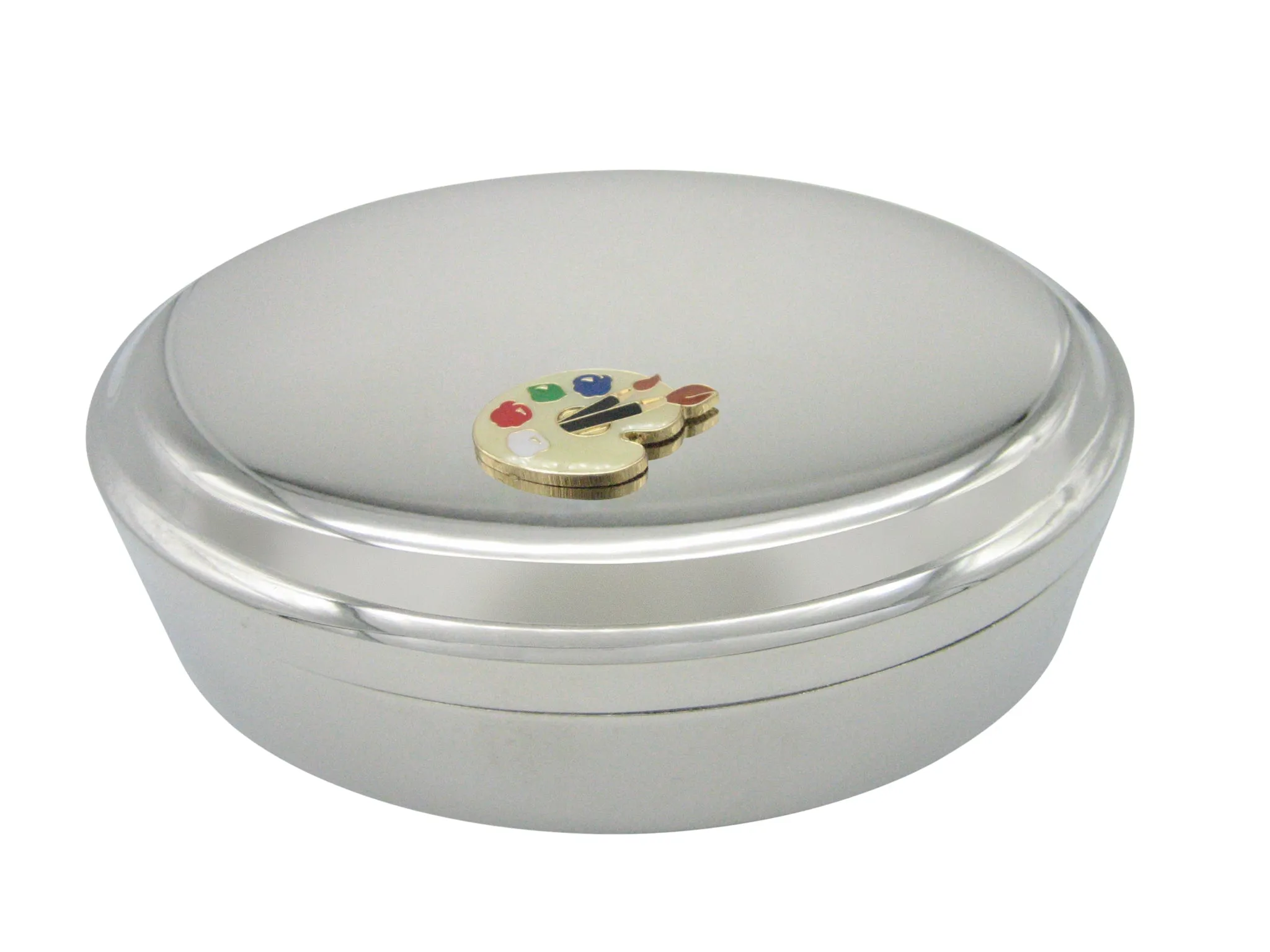 Detailed Art Palette Pendant Oval Trinket Jewelry Box