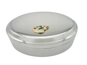 Detailed Art Palette Pendant Oval Trinket Jewelry Box
