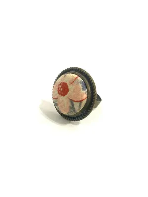 Detailed Brass Tone- Pink Flower