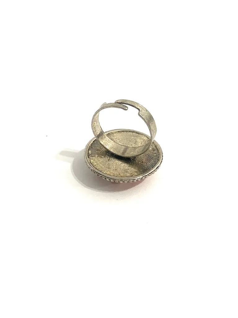 Detailed Brass Tone- Pink Flower