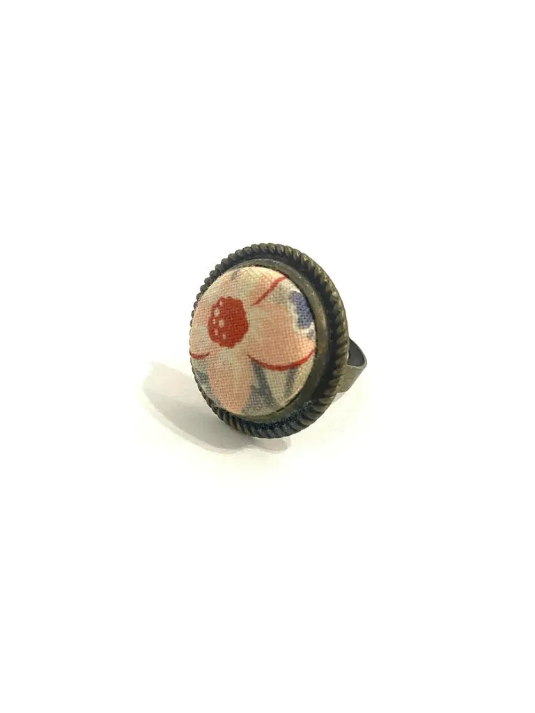 Detailed Brass Tone- Pink Flower