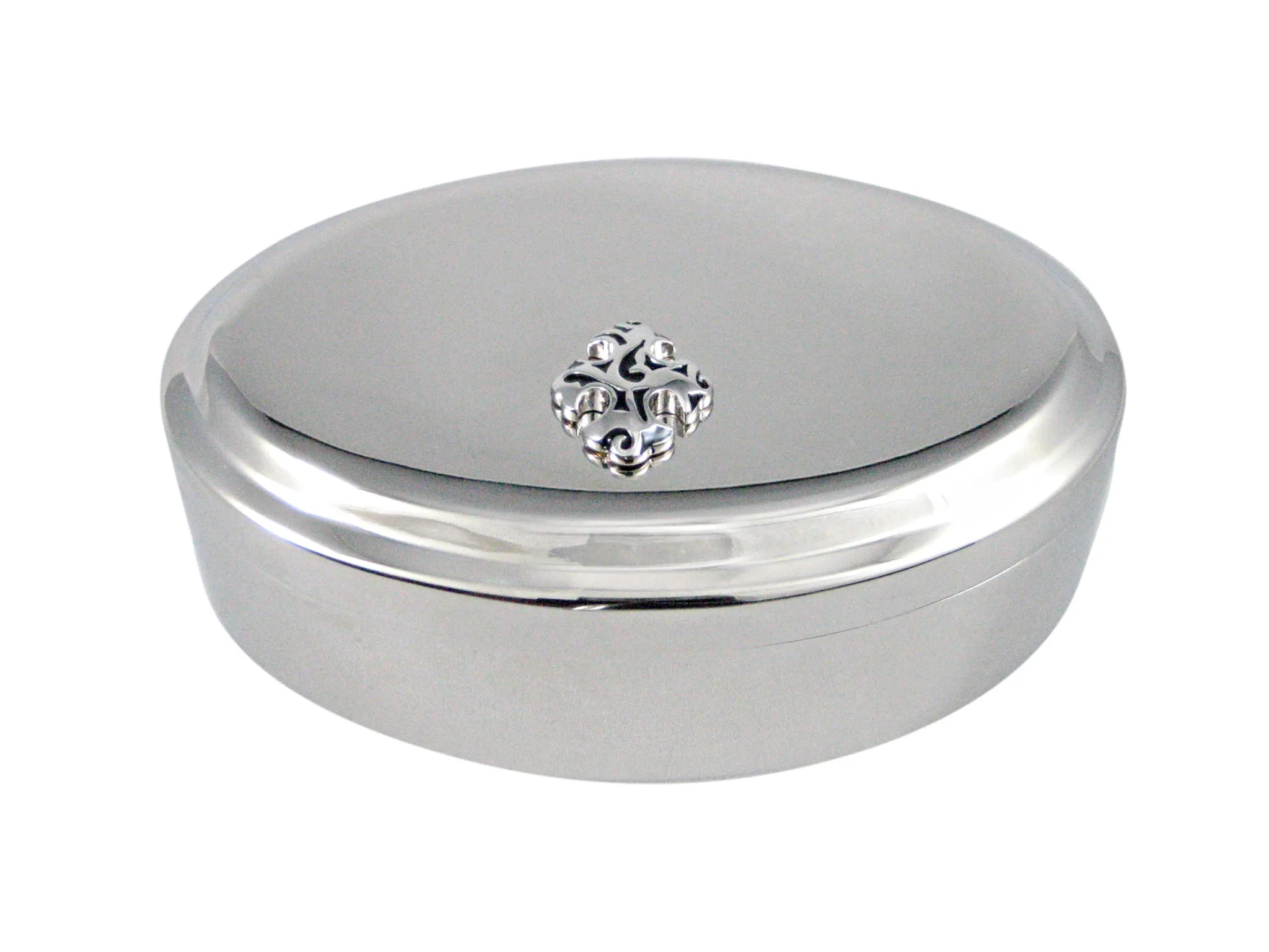 Detailed Celtic Cross Pendant Oval Trinket Jewelry Box