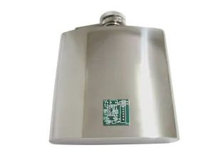 Detailed Computer Circuit Design 6 Oz. Stainless Steel Flask