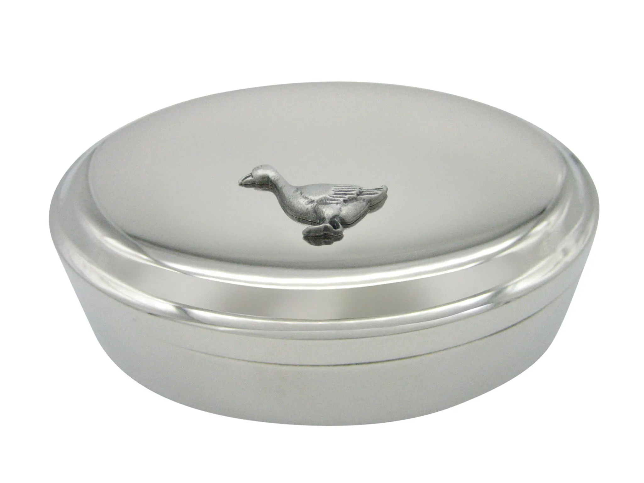 Detailed Goose Bird Pendant Oval Trinket Jewelry Box