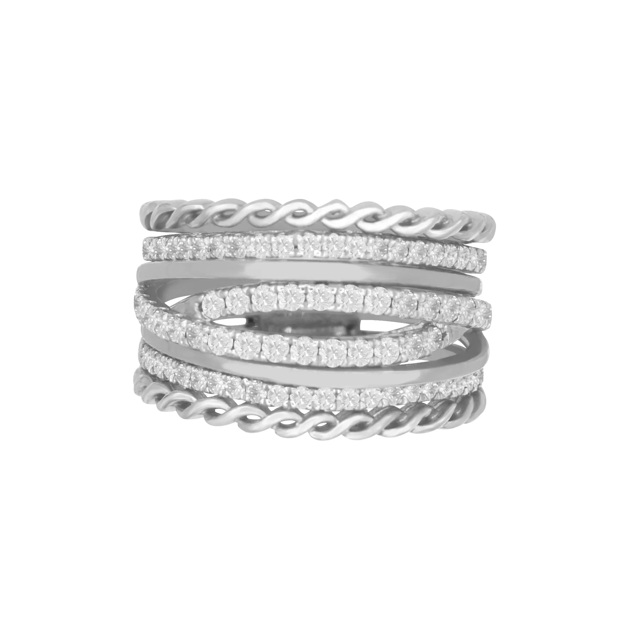 Detailed Multi-Row Diamond Ring
