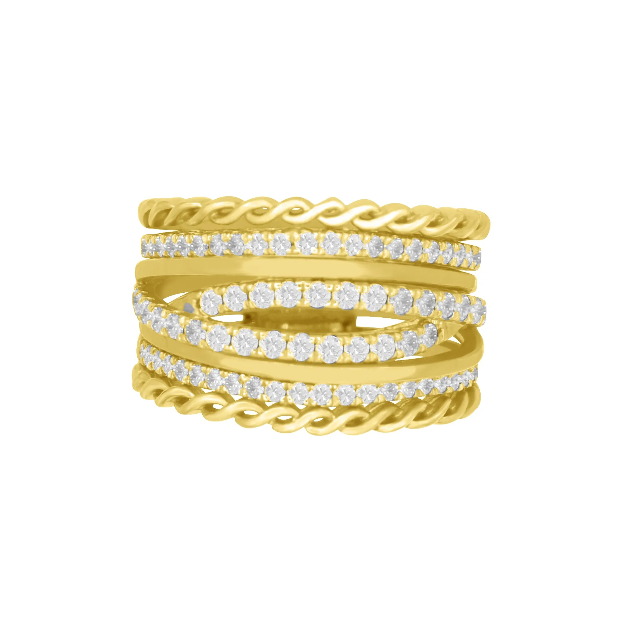 Detailed Multi-Row Diamond Ring
