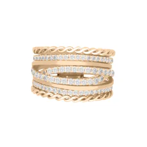 Detailed Multi-Row Diamond Ring