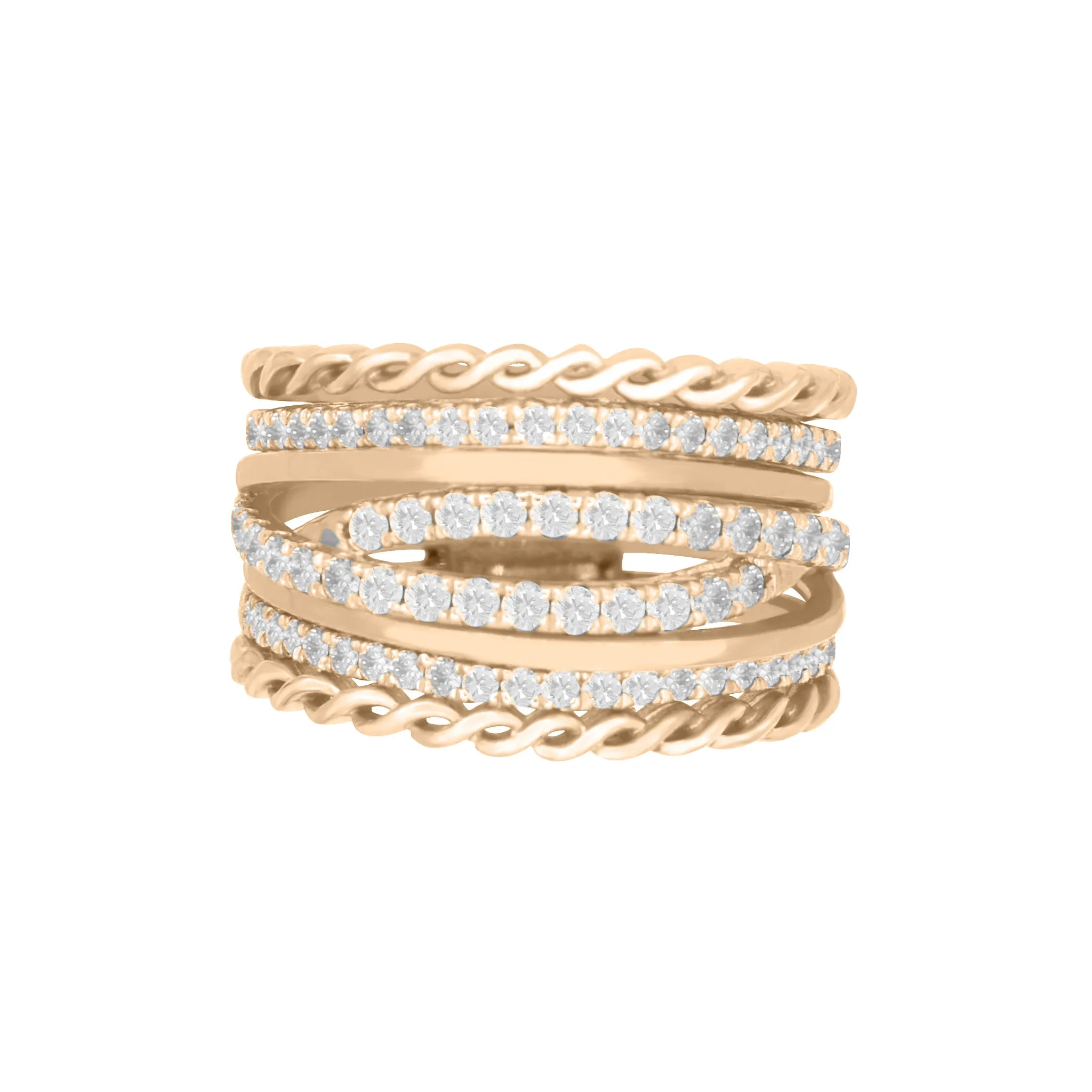 Detailed Multi-Row Diamond Ring
