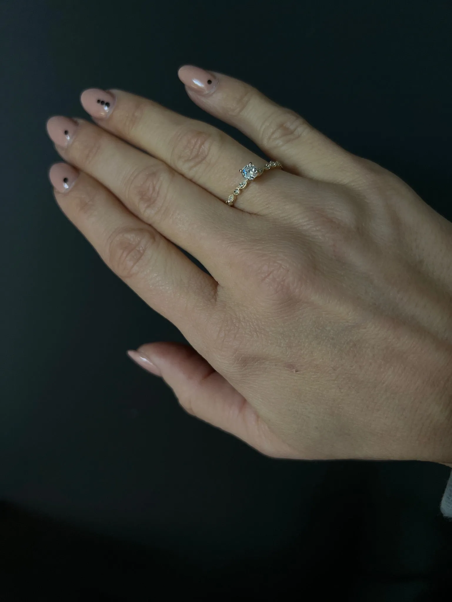Detailed Petite Diamond and Yellow Gold Bridal