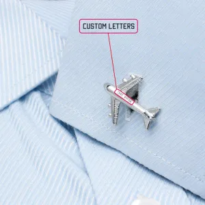 Detailed Silver Airplane Cuff Links