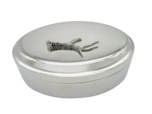 Detailed Single Deer Antler Pendant Oval Trinket Jewelry Box