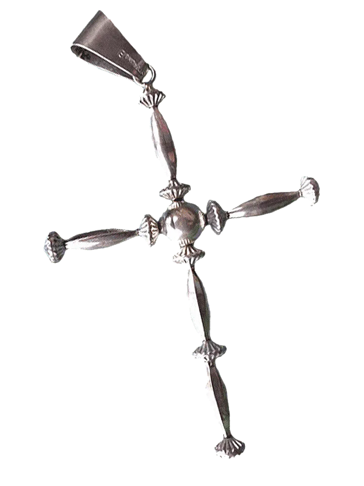 Detailed Slim Sterling Cross Pendant