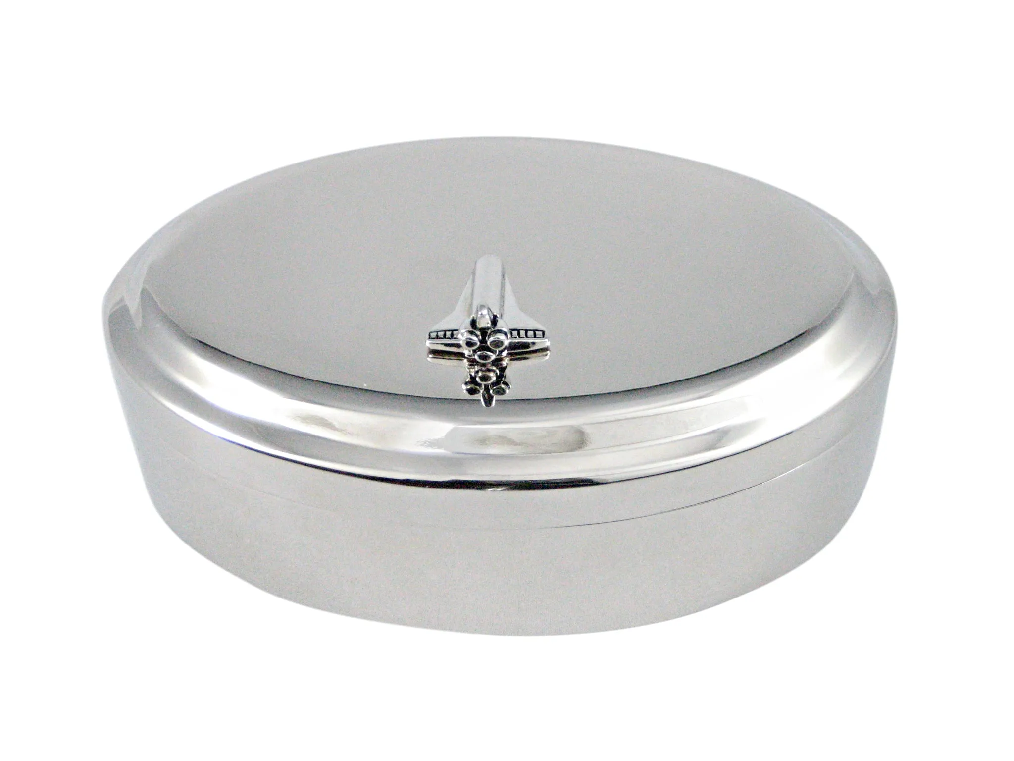 Detailed Space Shuttle Pendant Oval Trinket Jewelry Box