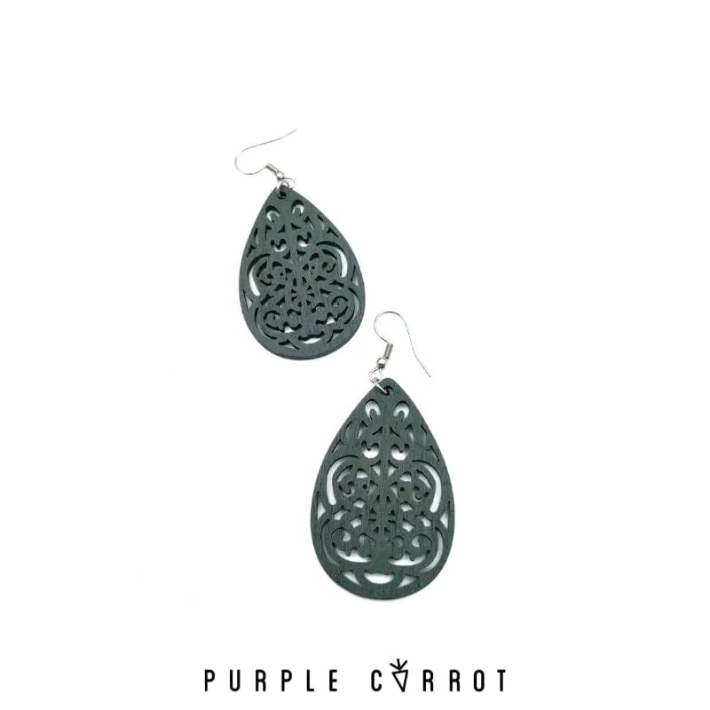 Detailed Wooden Earring