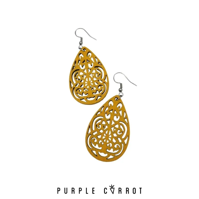 Detailed Wooden Earring