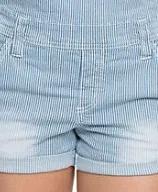 Dickies Girl Juniors' 5-Pocket 2.5" Cuffed Hem High Rise Shorts | Navy/White Pin Striped