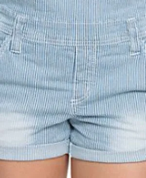 Dickies Girl Juniors' 5-Pocket 2.5" Cuffed Hem High Rise Shorts | Navy/White Pin Striped