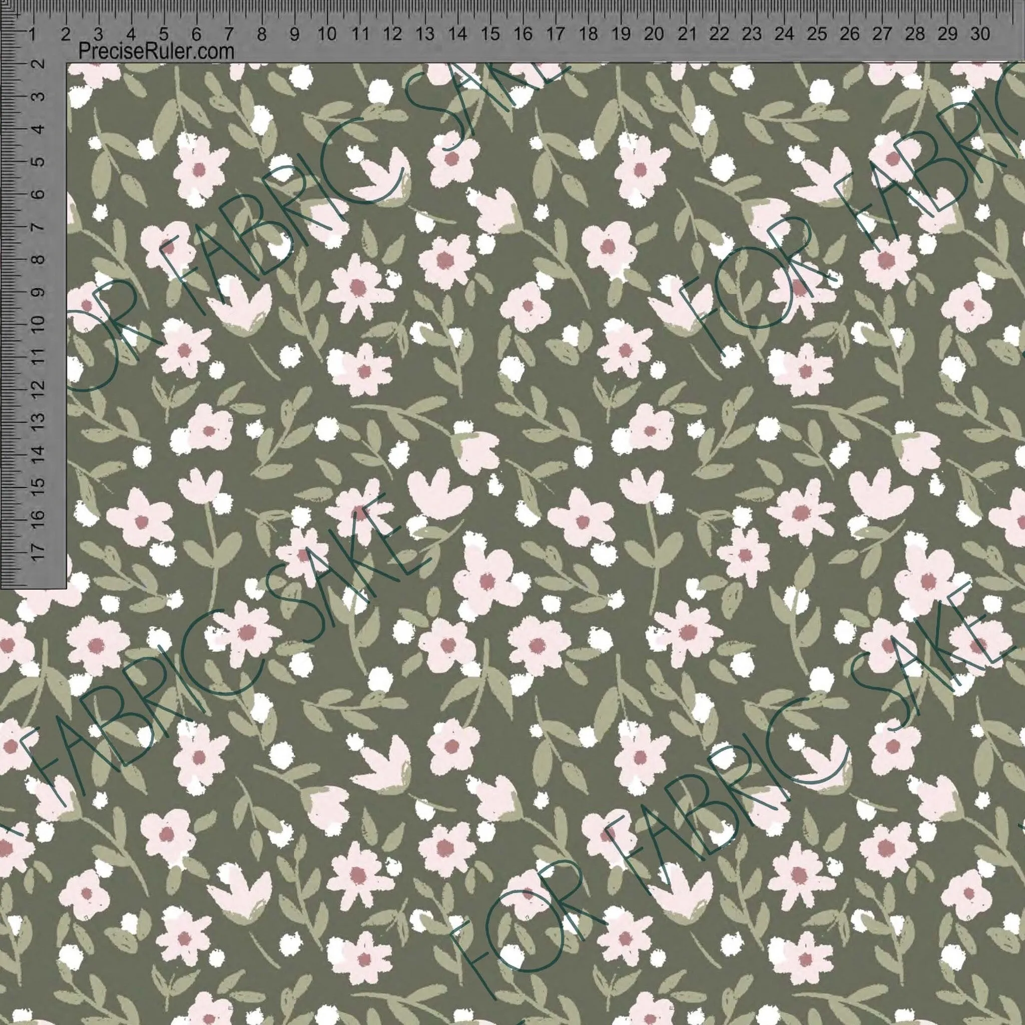 Ditsy Floral on dark green- Ashleigh Fish - Custom Pre Order