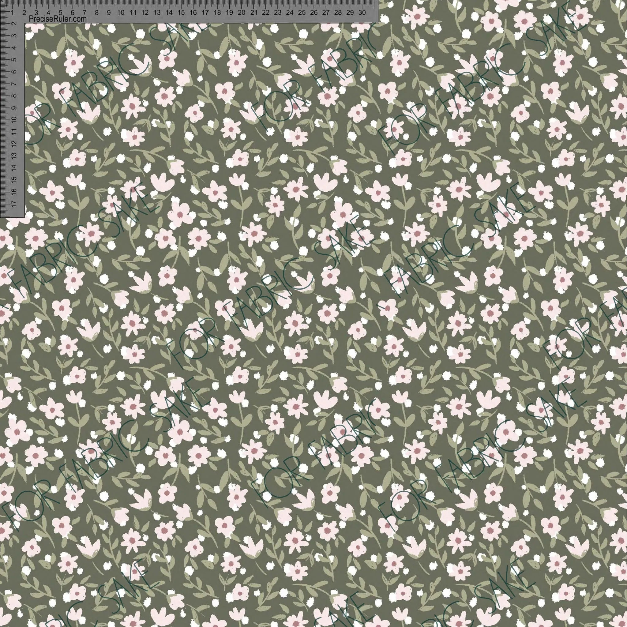 Ditsy Floral on dark green- Ashleigh Fish - Custom Pre Order
