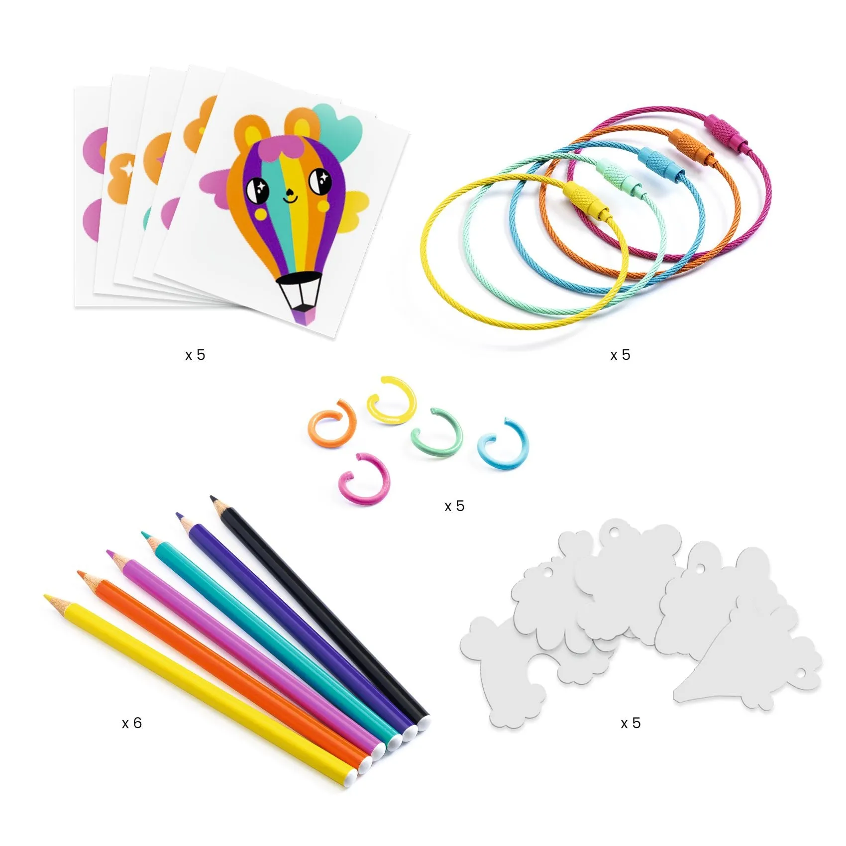 Djeco - Artistic Plastic craft kit - Kawaii keyrings