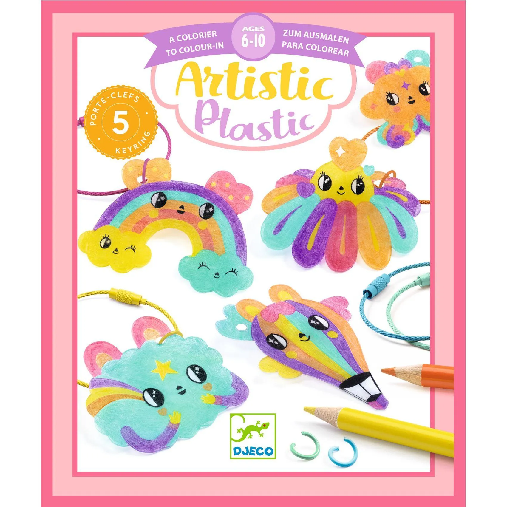 Djeco - Artistic Plastic craft kit - Kawaii keyrings