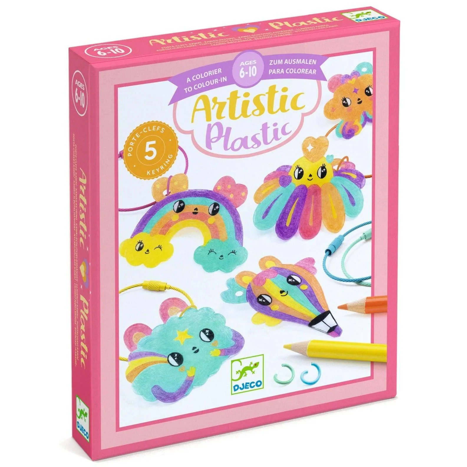 Djeco - Artistic Plastic craft kit - Kawaii keyrings