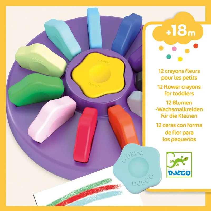 Djeco Toddler Flower Crayon Set 12 Pack
