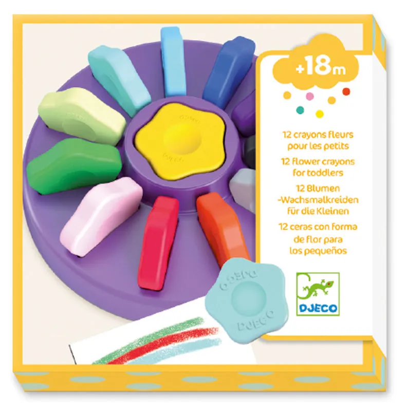 Djeco Toddler Flower Crayon Set 12 Pack