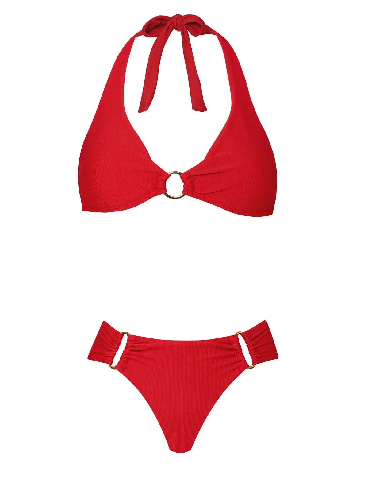 Donna Halter-Detailed Fanned Bikini