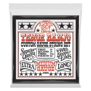 Ernie Ball Medium Loop End Stainless Steel Tenor Banjo Guitar Strings, 10-30 Gauge