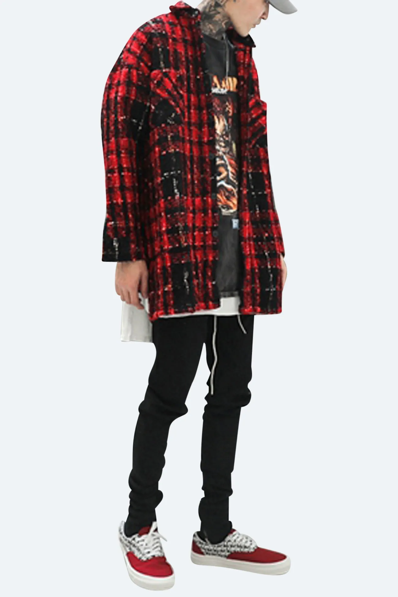 EXTENDED LOOSE-WOVEN CHECK FLANNEL