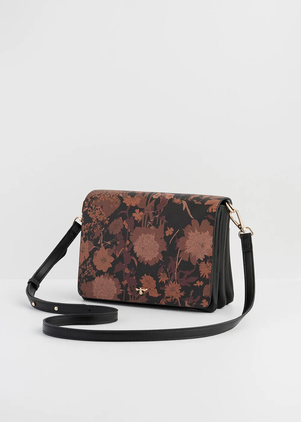 Fable England Deco Blooms Crossbody Bag Black