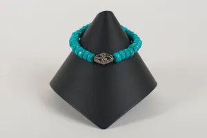Faceted  Turquoise Rondelle with Pave Diamond Bead