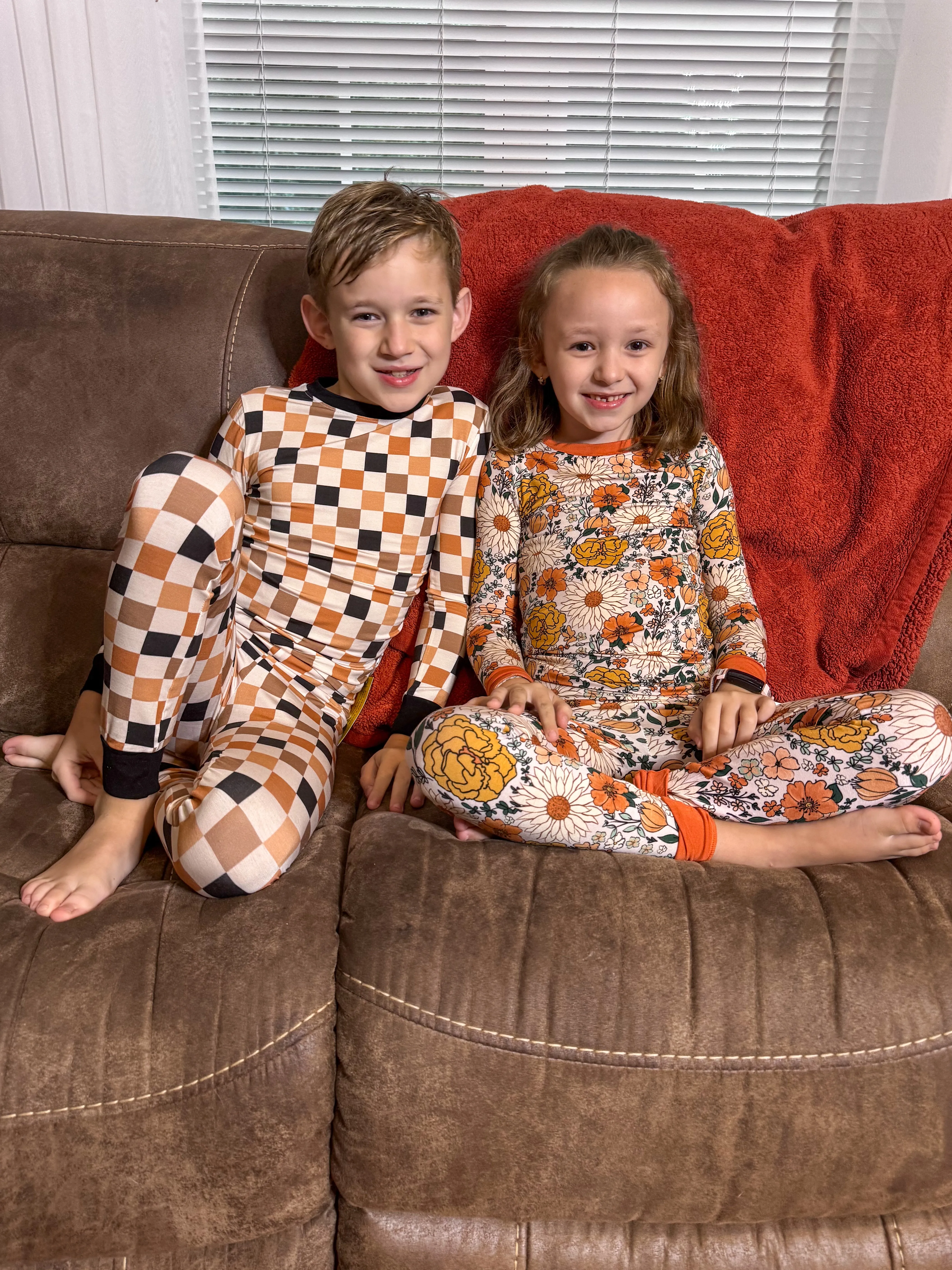 Fall Checkered Bamboo Pajamas Set