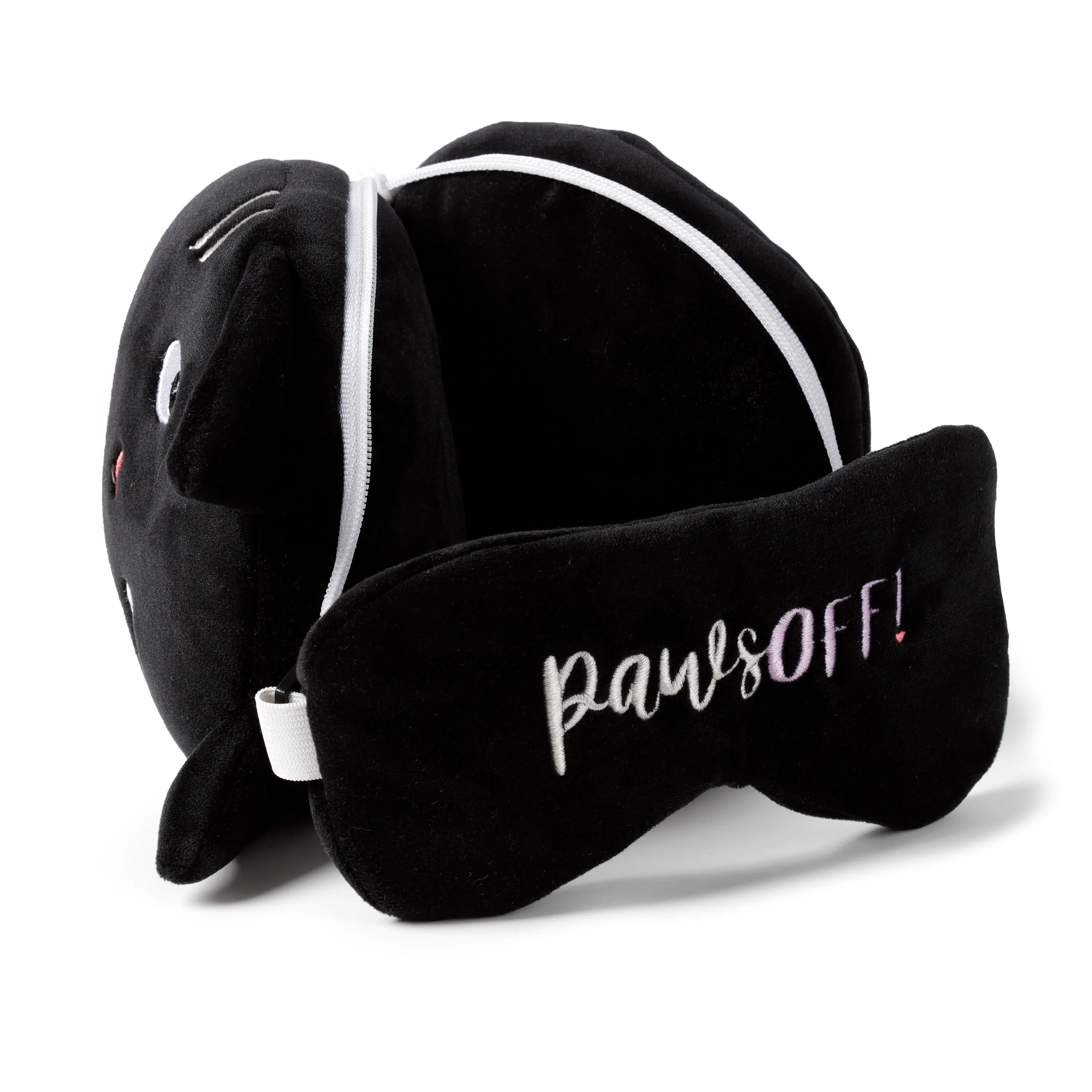 Feline Fine Cat Relaxeazzz Plush Round Travel Pillow & Eye Mask Set