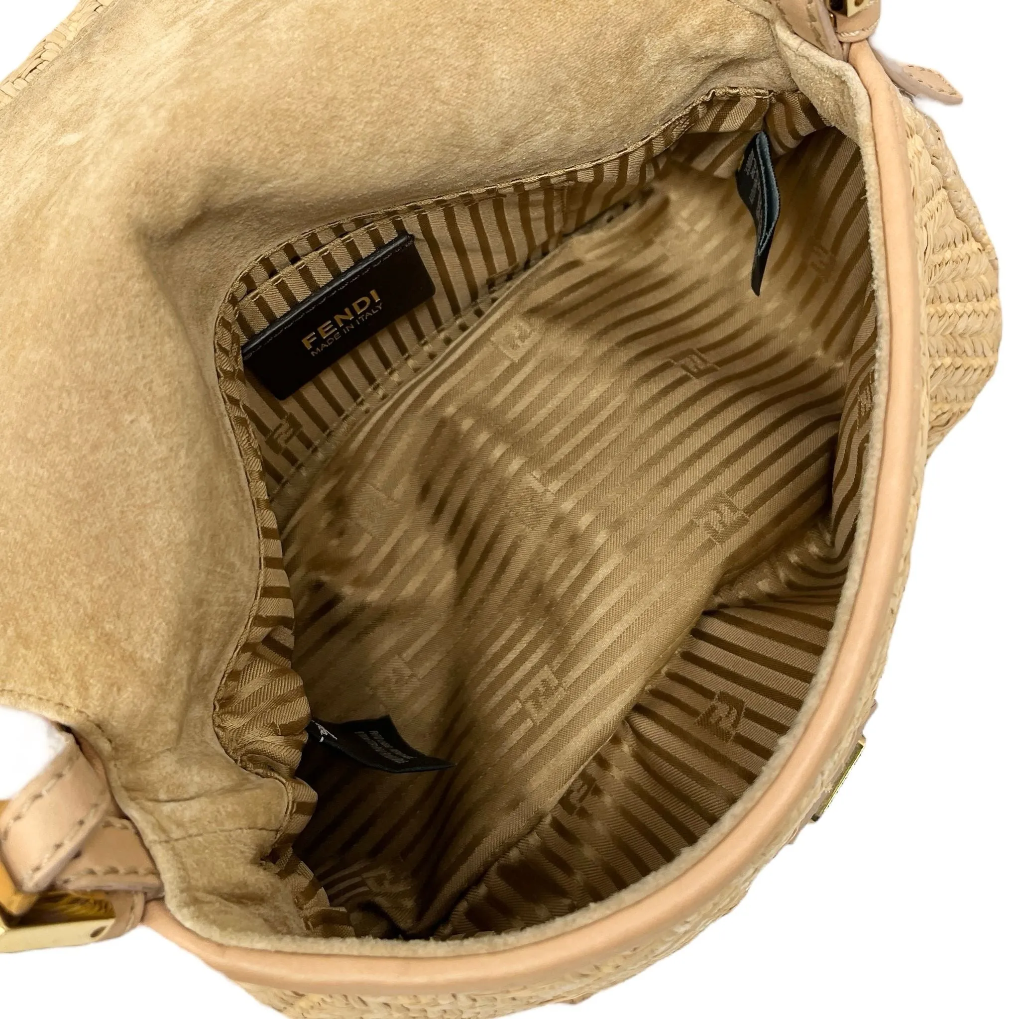 Fendi Beige Basket Mini Baguette Bag