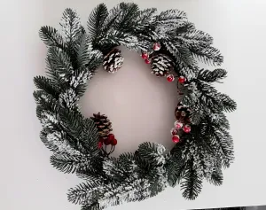 Festive decorative wreaths door hang table christmas pine snow party