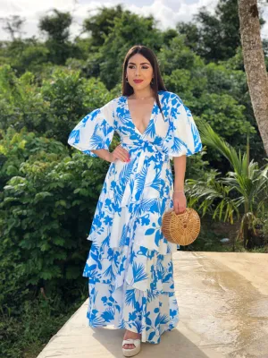 Floral Blue Maxi Dress.