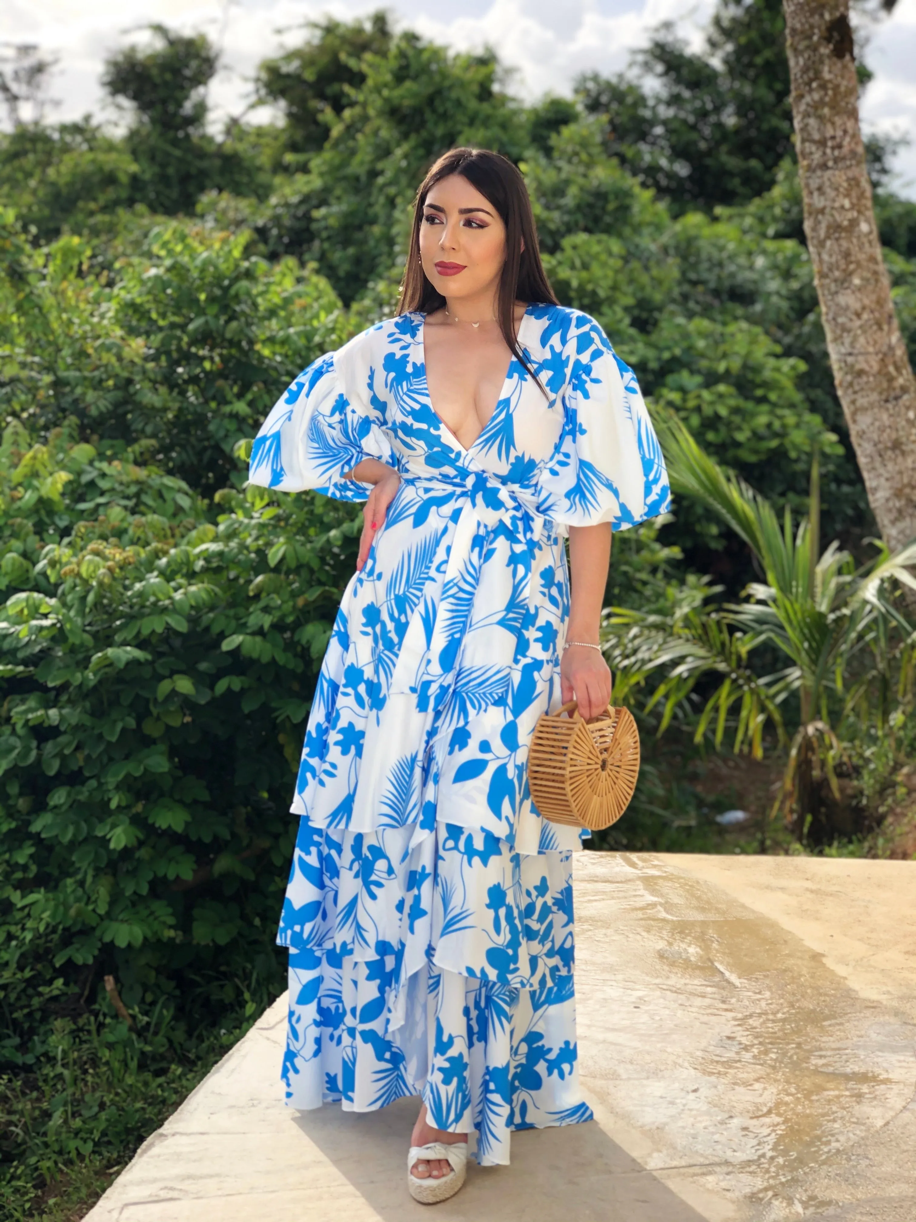 Floral Blue Maxi Dress.
