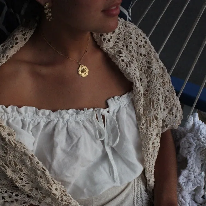 Floral Compass Pendant Necklace