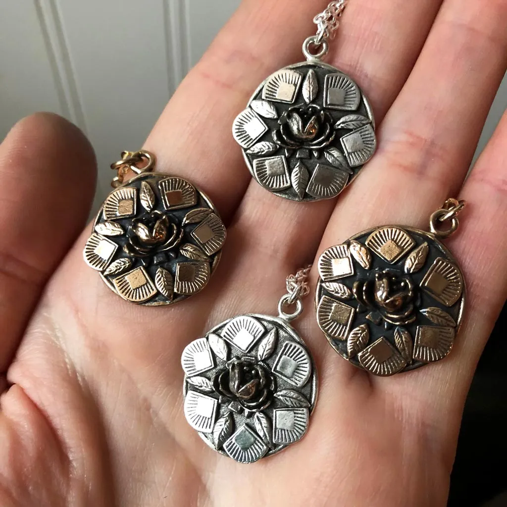 Floral Compass Pendant Necklace