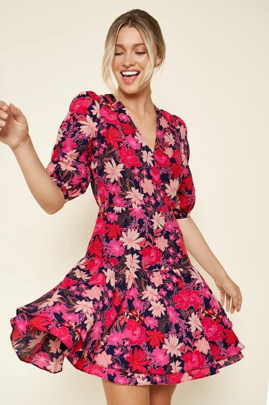 Floral Punch Puff Sleeve Dress