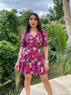 Floral Punch Puff Sleeve Dress