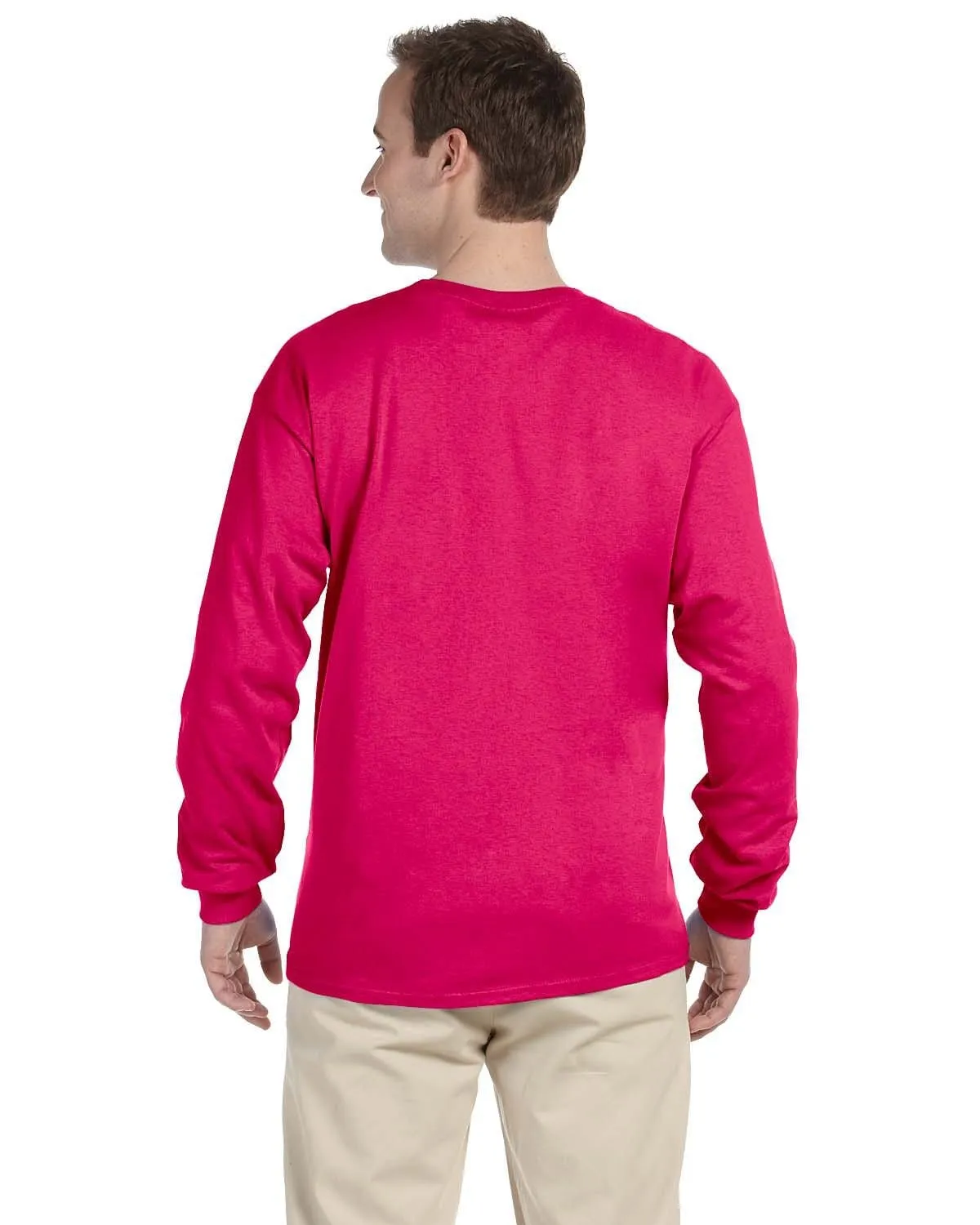 Fruit of the Loom Lightweight Long Sleeve T-Shirt | Cyber Pink