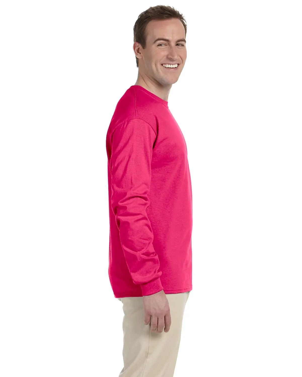 Fruit of the Loom Lightweight Long Sleeve T-Shirt | Cyber Pink